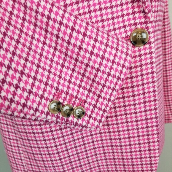 J Crew Re Imagined Pink Houndstooth Campbell Blazer Jacket *  Ladies Size 8 - Picture 7 of 11
